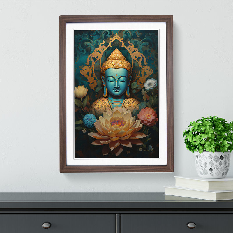 Buddha Victorian Art - Framed Print, 64cm H x 46cm W x 2cm D, Walnut Framed