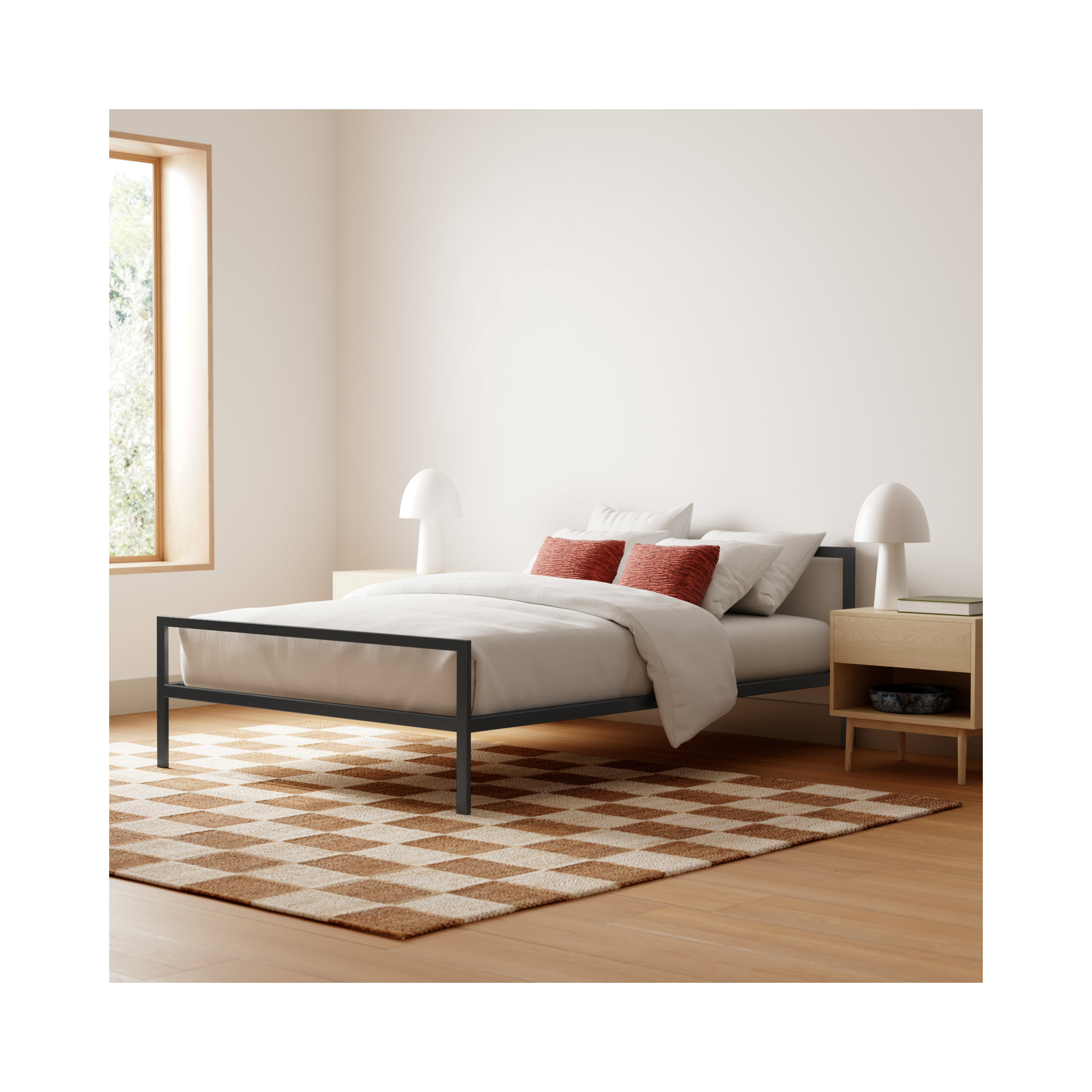 Aston Open-Frame Bed, Black, Queen