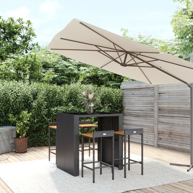 Miriyam Bar Set with Stools, Black