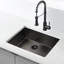 Évier de cuisine encastré noir canon de fusil, 81 x 48 cm, acier inoxydable, intérieur lisse, hygiénique, cuve unique et fonctionnel.