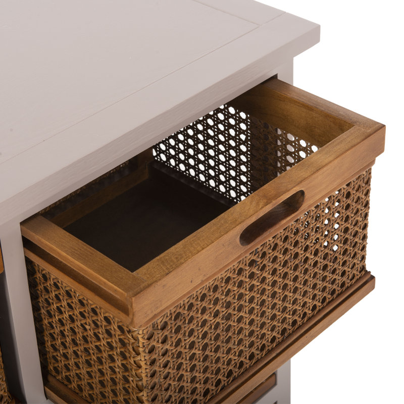 Commode à 4 tiroirs Mailiah, Gris quartz / canne