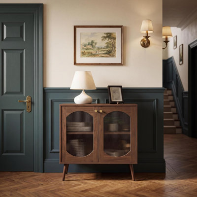Buffet en verre noyer moderne
