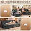 Canapé-lit modulaire, canapé-lit escamotable en U de 113 po, gris foncé