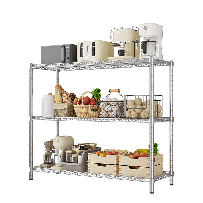 Rayonnage à hauteur réglable pour la cuisine, la salle de lavage, le garde-manger, l'entrepôt et le sous-sol, Chrome