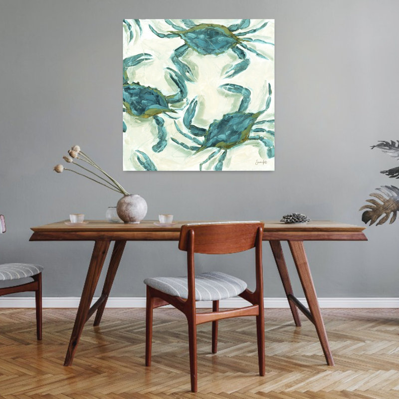«Crab Dance», art mural côtier abstrait, H 32 po x l 32 po