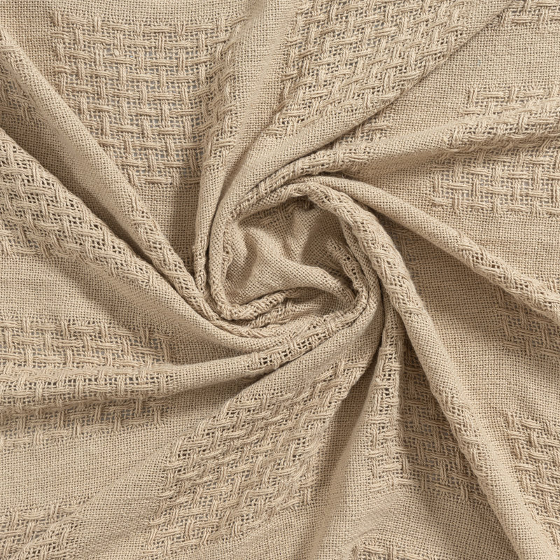  Jeté en coton Waffle Weave, Tan