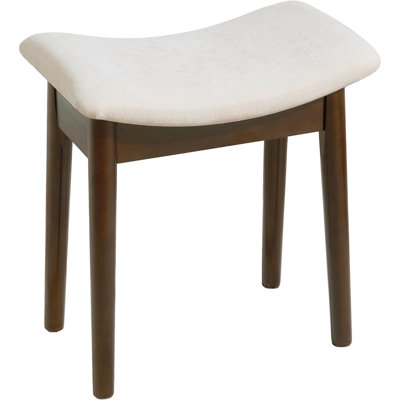 Vanity Stool With Saddle Cushion, 18 Inch Makeup Vanity Chair For Living Room, Modern Foot Stool Ottoman Piano Bench,Small Upholstered Bench For Bedroom, White