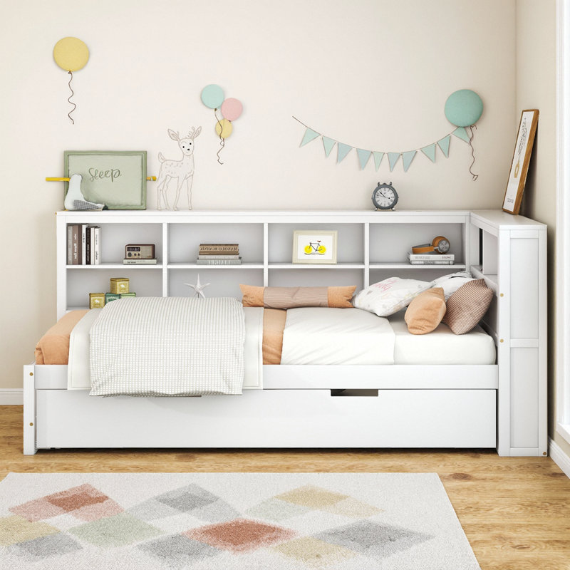 Solid Wood Twin Daybed with Trundle, Integrated Storage Shelf & USB Charging Ports for Space-Saving Modern Guest Rooms, Twin