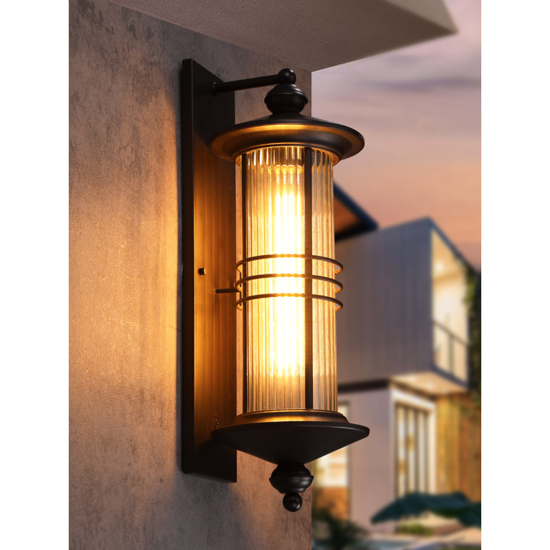23" Large Outdoor Wall Lantern with Clear Glass,  Classical Exterior Wall Lantern, Industrial Exterior Wall Sconce for Porch, Garage, and Entryway