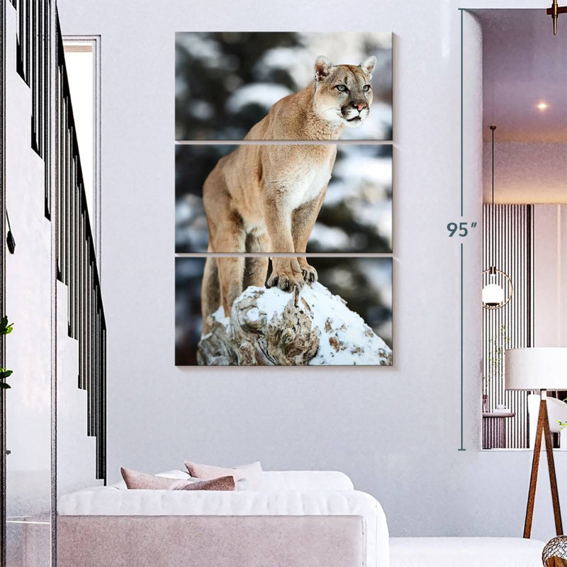 Brampt Winter Forest Cougar, 74" H x 48" W