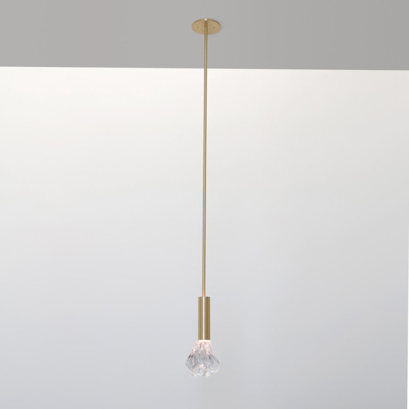 Lustre suspendu Kaenen, Laiton brossé, Givré, 10" Width x 14" Height
