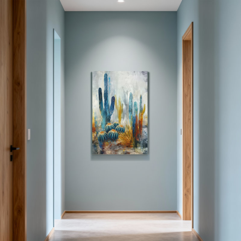 «Plants & Flowers Abstract Cactus Desert Landscape», reproduction d'art, H 40 po x l 28 po