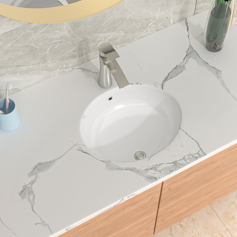 19" x 16" Undermount Oval Bathroom Sink Oval White Ceramic Vessel Sink Bathroom Undermount Sink