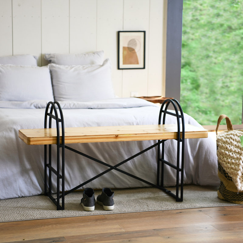 Eitri Wood and Metal Bench, Light Brown