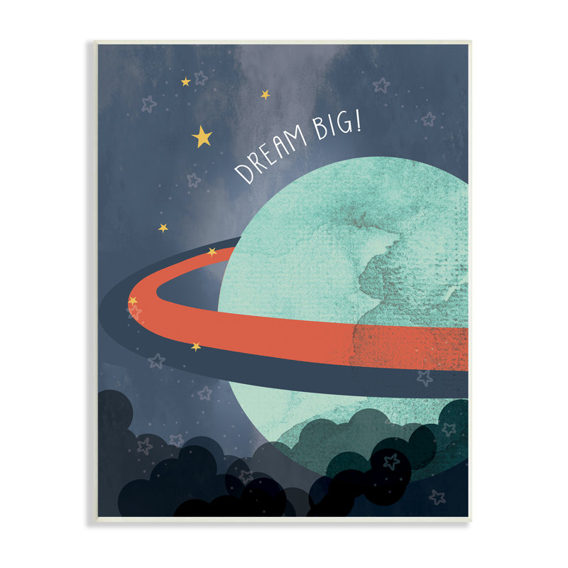 «Dream Big Retro Green Space», art mural sur toile tendue XXL par Daphne Polselli, H 15 po x l 10 po x P 0,5 po, Bois