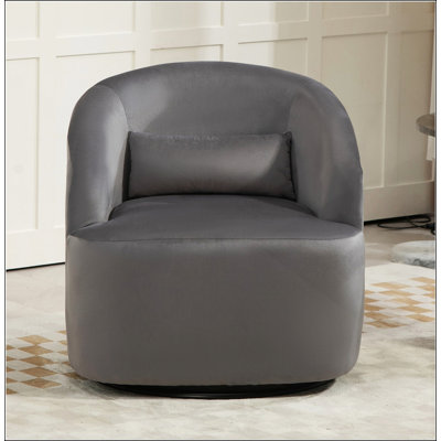 360 Degree Swivel Velvet Upholstered Barrel Chair for Living Room Bedroom Office