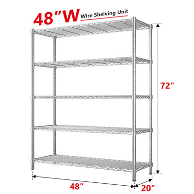 Height-Adjustable Garage Wire Shelving Unit for Kitchen, Laundry Room, Pantry, Warehouse, Basement