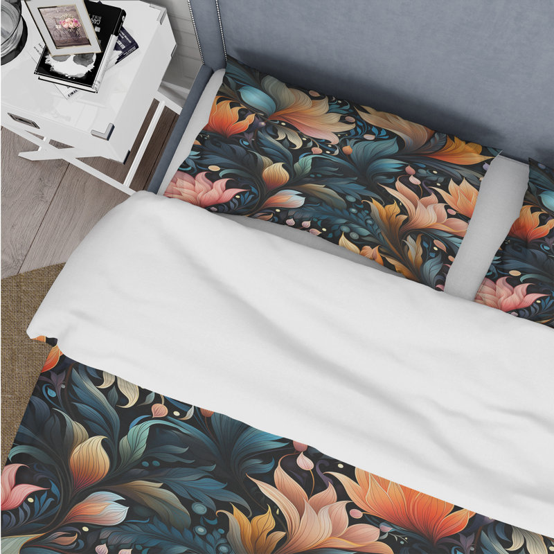 Literie Enchanted Noir Moody, Housse de couette simple + 1 taie décorative stan