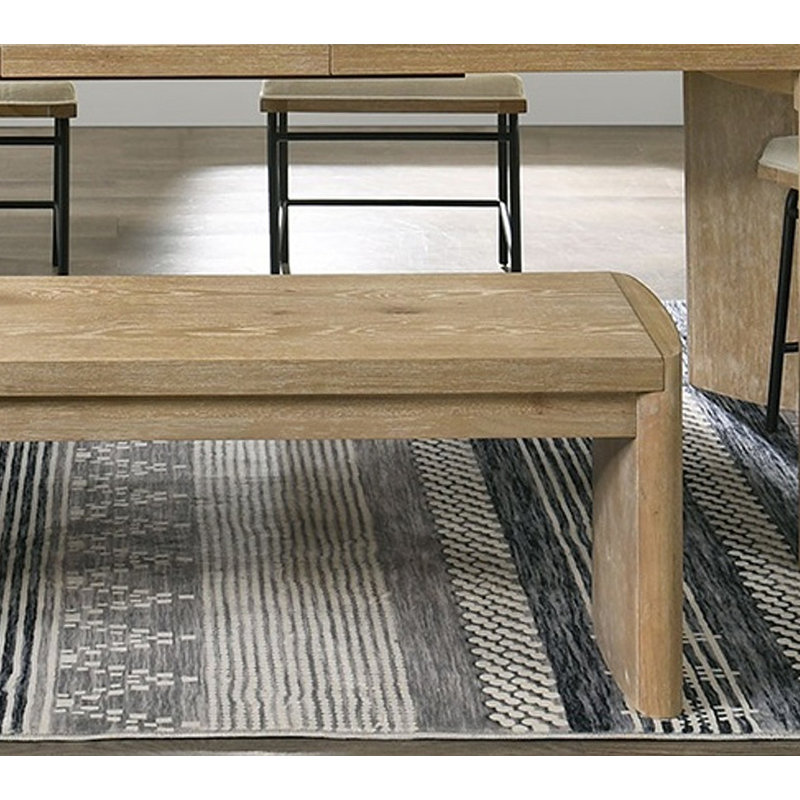 Banc rembourré moderne de style contemporain avec coins arrondis et finition chêne