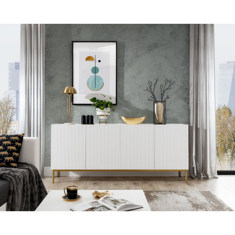 Sideboard 200 4D, White/Gold