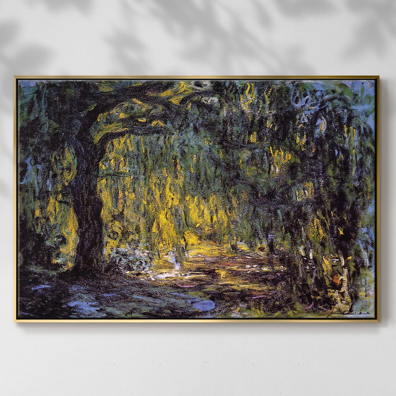 «Weeping Willow 2», reproduction d'art sur toile encadrée, Or, H 27 po x l 41 po x P 2 po