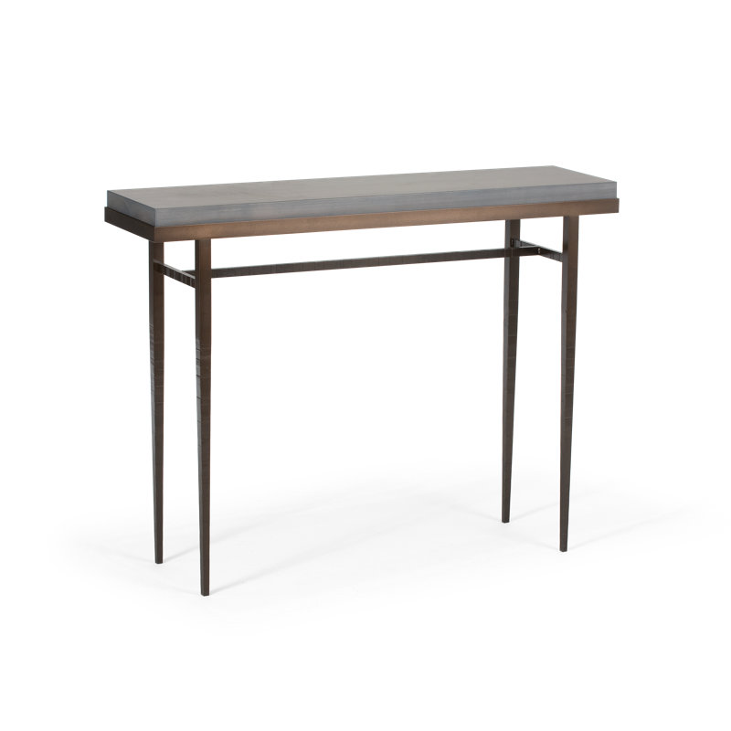 Wick Console Table, 32" H x 42" W x 11.5" D, Gray, Bronze