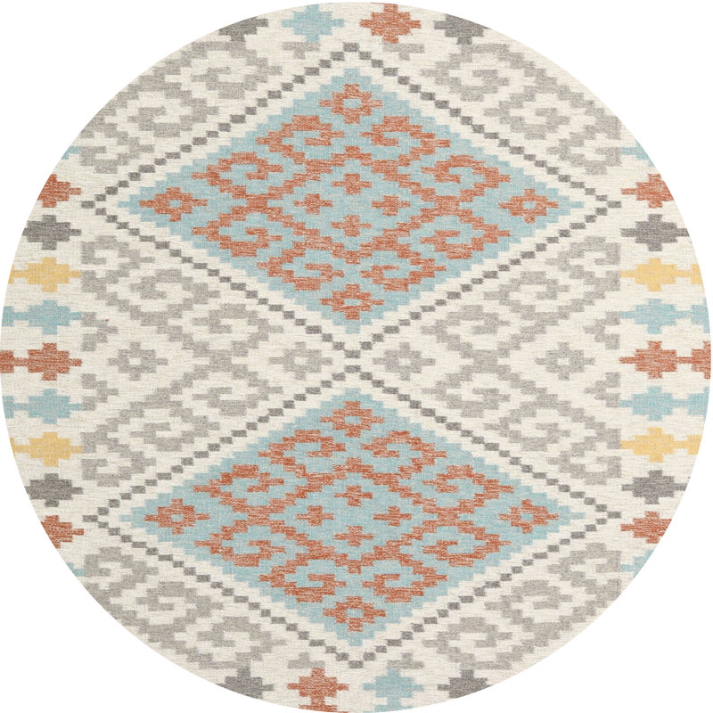 Tapis contemporain gris, Rond 6 pi