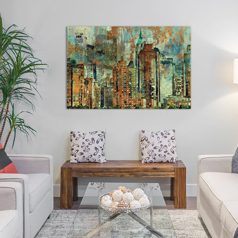 Reproduction d’art sur toile tendue new york, H 26 po x l 40 po x P 1,5 po, Toile tendue, Pas de tapis