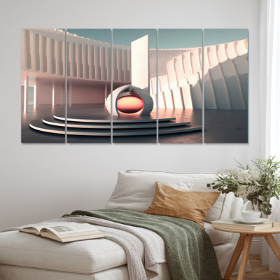 Architectural Grace Futuristic Minimal III - Futuristic Architecture Canvas Art Print - 5 Equal Panels