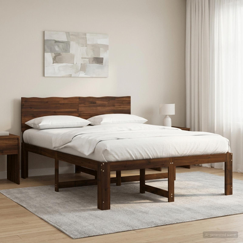 Solid Wood Bed Frame, Kingsize (5'), Dark Brown