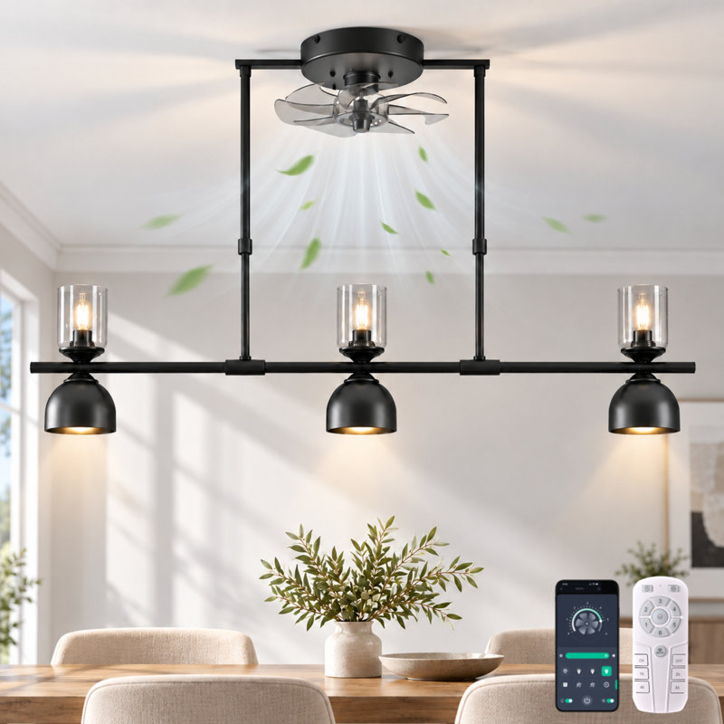 6-Light Kitchen Island Pendant Light With Fan And Remote
