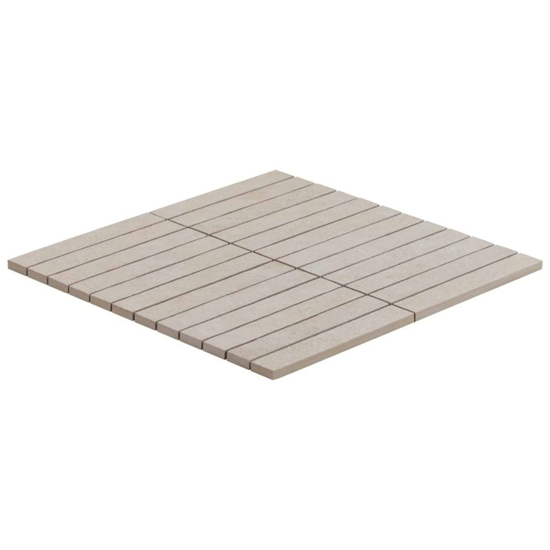 Era 12x12 Stacked Matte Limestone Look Porcelain Mosaic Tile, Crema Beige