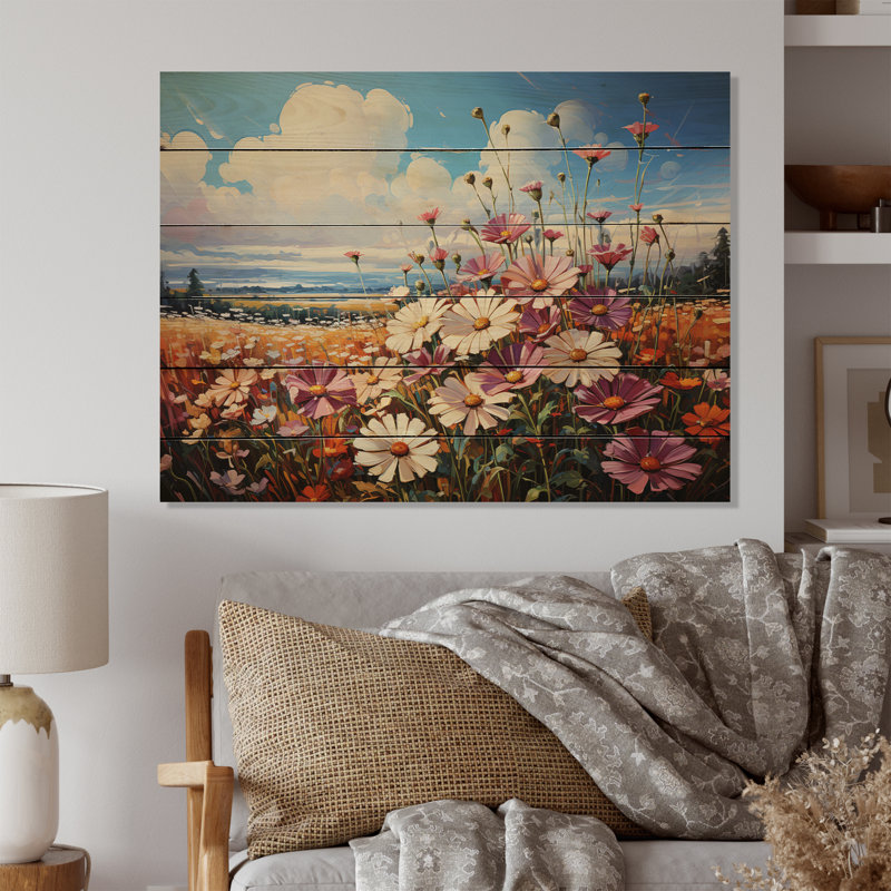 «Wildflowers Majestic Blossoms Meadow» sur bois, H 10 po x l 20 po x P 0,78 po