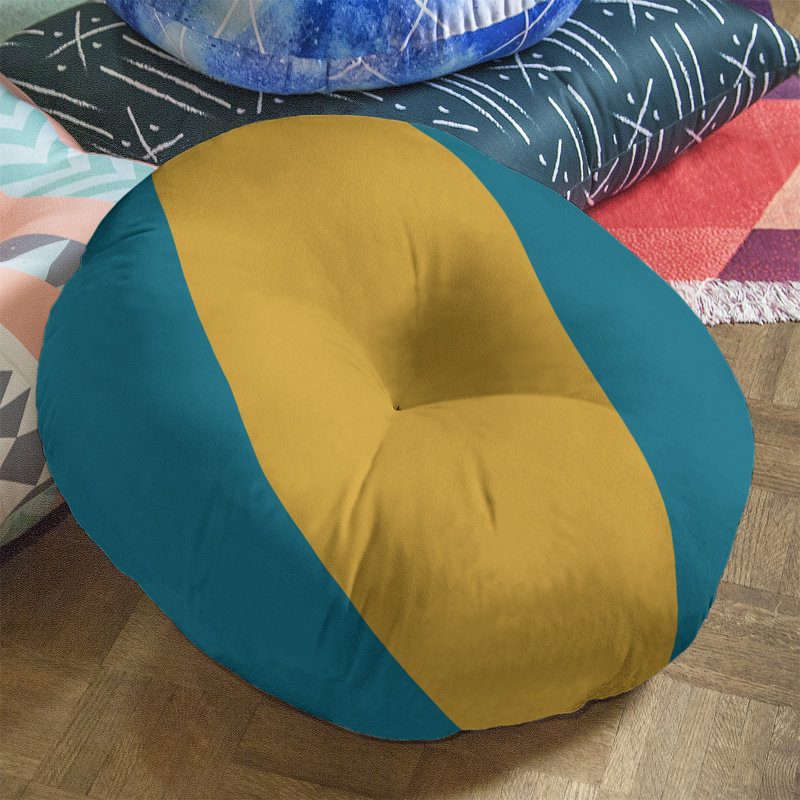  Coussin de sol touffeté, H 30 po x l 30 po, Aqua/Gold