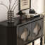 Console demi-cercle en bois massif noir-946583728
