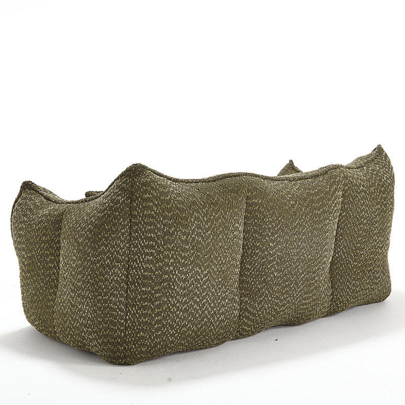 Soft Beanbag Chair With High Resilience Foam Core For 2 People, Olive Green Chenille