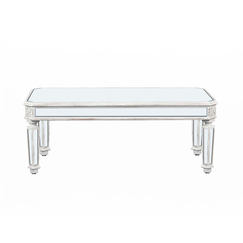 Table basse à miroir argenté