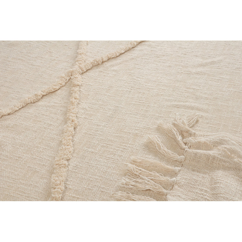 Jeté en coton tissé crème, Crème, crème