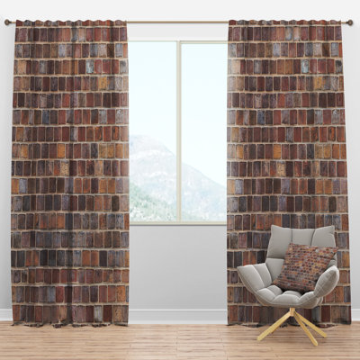 Red Brick WallTexture - Patchwork Curtain - Velvet Room darkening - 1 panel