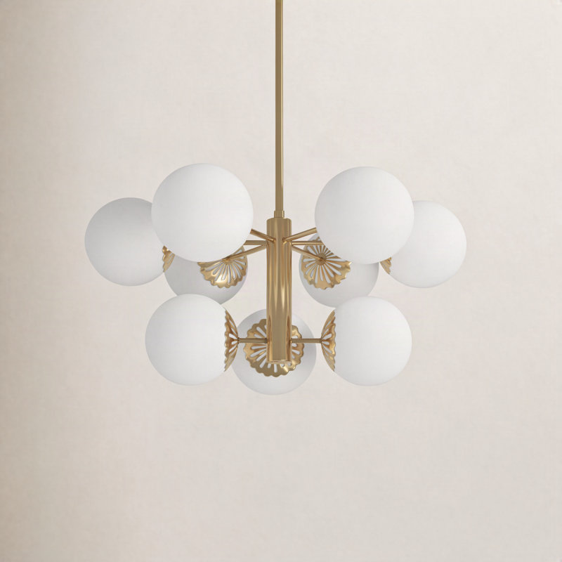 Deniaud 9 - Light Sputnik Sphere Chandelier, Aged Brass