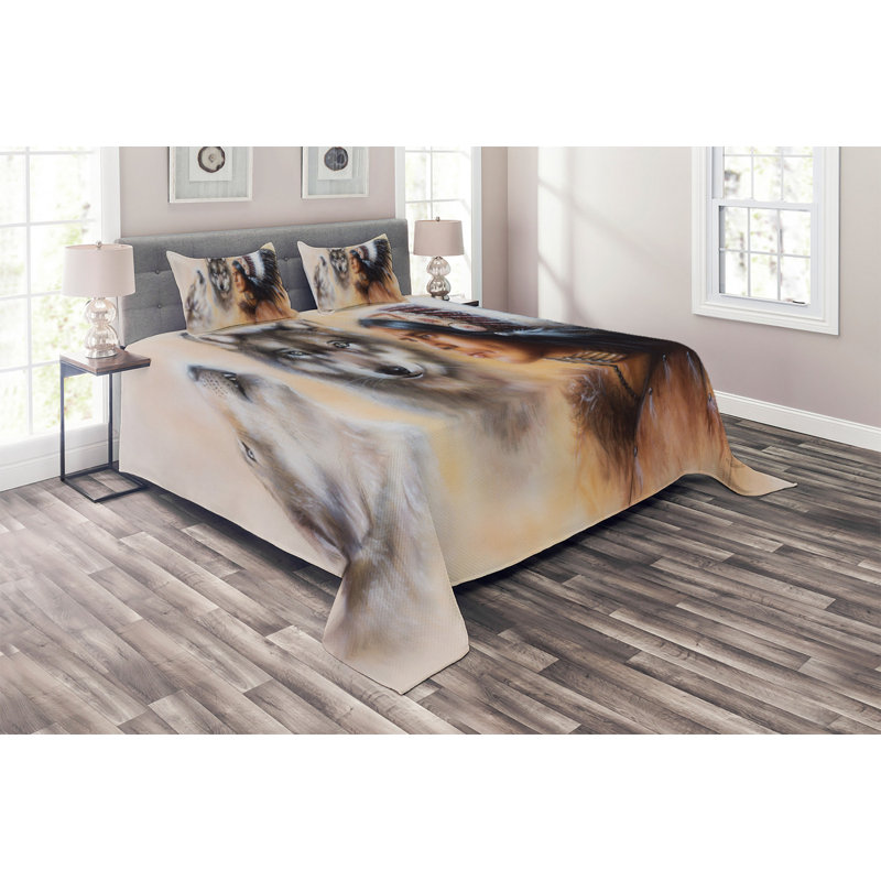 Native Rustic Polyester Coverlet, King Bedspread + 2 Shams