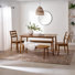 Abelina Large Walnut Effect Wooden Dining Table With 2 Benches & 2 Chairs - Traditional Rustic Farmhouse Style