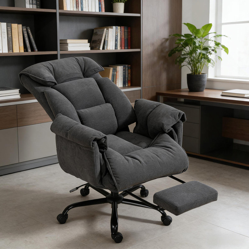 Chaise de bureau inclinable, chaise de bureau à haut dossier, Gris foncé