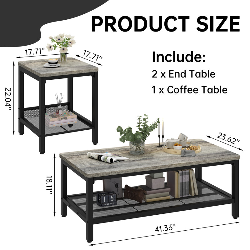 Coffee Table with Storage, Grey 