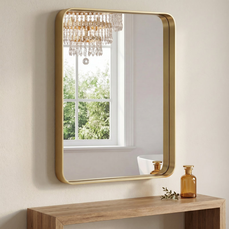 Miroir de salle de bain, Doré
