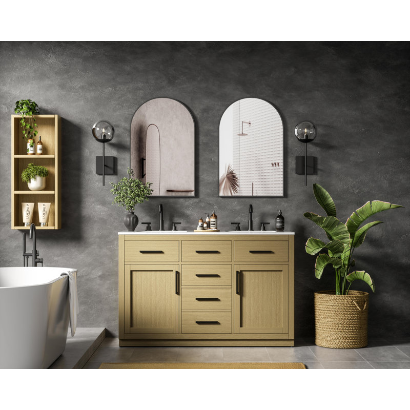 Meuble-lavabo double 54 po Ahner, Brun miel