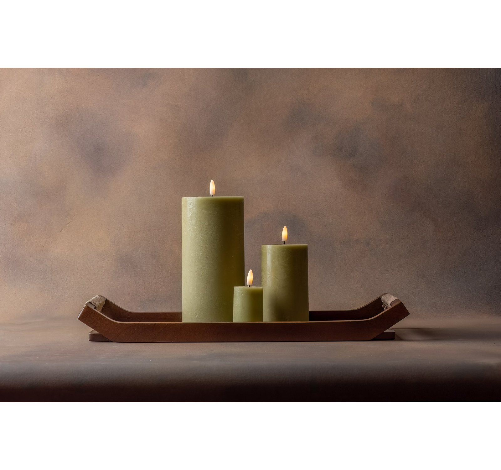 Small Flameless Pillar Candle, Green