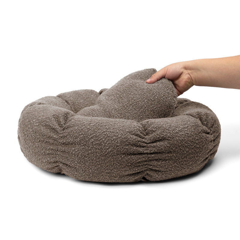 Lit rond avec coussin de siège amovible, H 5 po x l 36 po x P 36 po, Brun