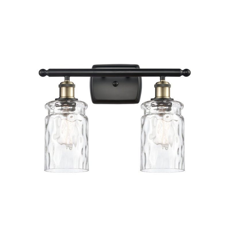 Éclairage de salle de bain à intensité variable 2 lumières Barner, Verre limpide, Laiton antique noir