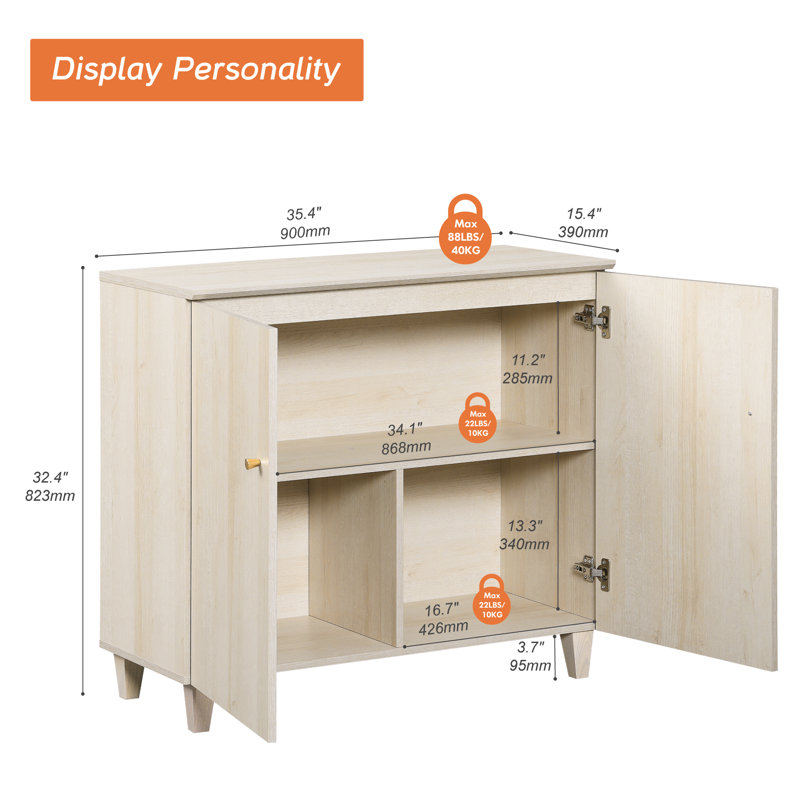 Lysiane 2-Door Accent Cabinet, Biscotti